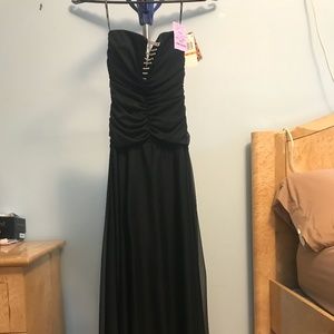 XOXO Black Floor-Length Evening Gown with Stones